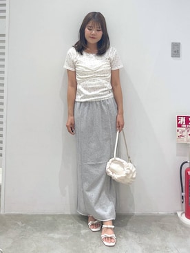 「Heather（ヘザー）のアイテム（Tシャツ/カットソー）」を使った、mioさん（レディース・157cm）の夏コーディネート