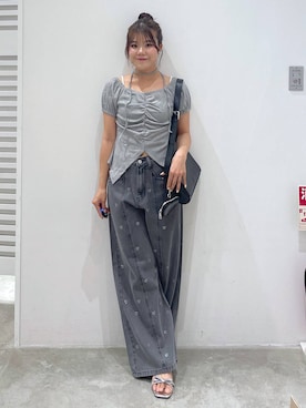 「Heather（ヘザー）のアイテム（Tシャツ/カットソー）」を使った、mioさん（レディース・157cm）の夏コーディネート