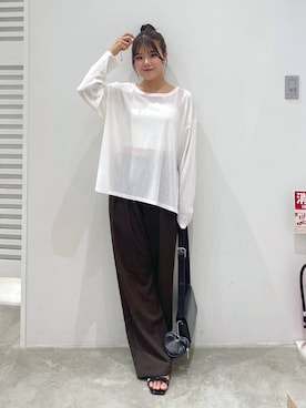 「Heather（ヘザー）のアイテム（Tシャツ/カットソー）」を使った、mioさん（レディース・157cm）の夏コーディネート