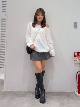 「Heather（ヘザー）の【累計10万本】楽ちんなのに美脚！秋冬No.1ブーツ　インヒールストレッチロングブーツ　571563（ブーツ）」を使った、mioさん（レディース・157cm）の秋コーディネート