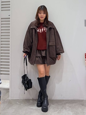 「Heather（ヘザー）の【累計10万本】楽ちんなのに美脚！秋冬No.1ブーツ　インヒールストレッチロングブーツ　571563（ブーツ）」を使った、mioさん（レディース・157cm）の冬コーディネート