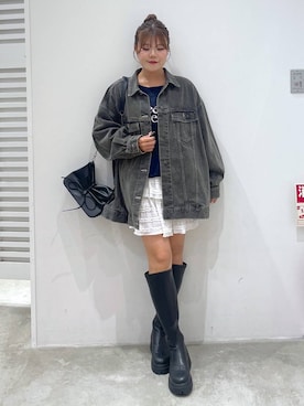 「Heather（ヘザー）の【累計10万本】楽ちんなのに美脚！秋冬No.1ブーツ　インヒールストレッチロングブーツ　571563（ブーツ）」を使った、mioさん（レディース・157cm）の秋コーディネート