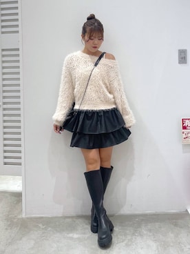 「Heather（ヘザー）のアイテム（ニット/セーター）」を使った、mioさん（レディース・157cm）の秋コーディネート