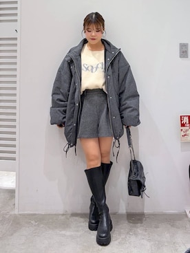 「Heather（ヘザー）の【累計10万本】楽ちんなのに美脚！秋冬No.1ブーツ　インヒールストレッチロングブーツ　571563（ブーツ）」を使った、mioさん（レディース・157cm）の秋コーディネート