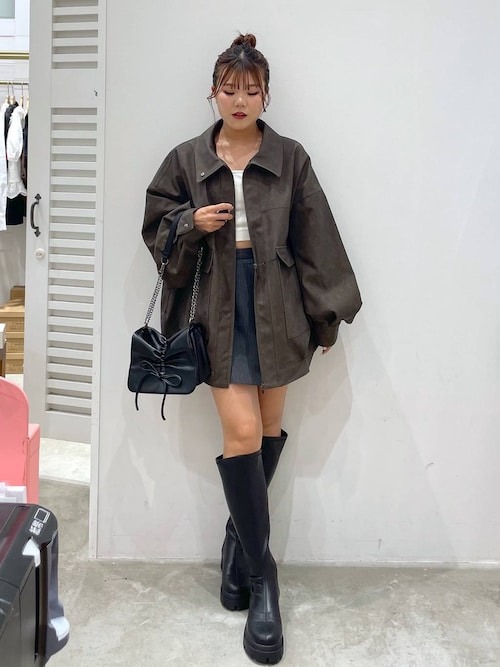 Heather フェイクレザーBIGブルゾン　EMODA MURUA Heather フェイクレザーBIGブルゾン EMODA MURUA Heather