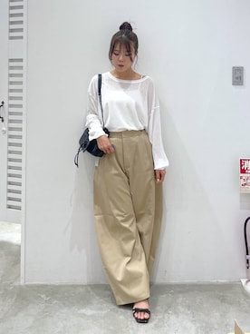 「Heather（ヘザー）のアイテム（Tシャツ/カットソー）」を使った、mioさん（レディース・157cm）の夏コーディネート