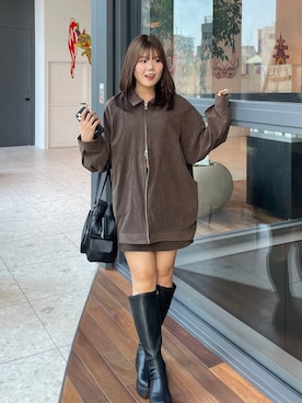 「Heather（ヘザー）の【累計10万本】楽ちんなのに美脚！秋冬No.1ブーツ　インヒールストレッチロングブーツ　571563（ブーツ）」を使った、mioさん（レディース・157cm）の秋コーディネート