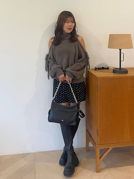 「Heather（ヘザー）のアイテム（ニット/セーター）」を使った、mioさん（レディース・157cm）の秋コーディネート