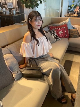 「アイテム（デニムスカート、グレー系）」を使った、mioさん（レディース・157cm）の夏コーディネート