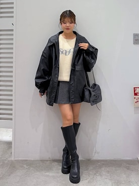 「Heather（ヘザー）の【累計10万本】楽ちんなのに美脚！秋冬No.1ブーツ　インヒールストレッチロングブーツ　571563（ブーツ）」を使った、mioさん（レディース・157cm）の冬コーディネート