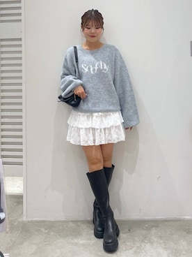 「Heather（ヘザー）のアイテム（ニット/セーター）」を使った、mioさん（レディース・157cm）の秋コーディネート