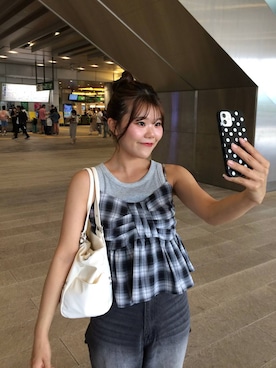 「アイテム（ボストンバッグ）」を使った、mioさん（レディース・157cm・20代）の夏コーディネート