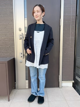 「アイテム（スリッポン）」を使った、deさん（レディース・153cm）の秋コーディネート