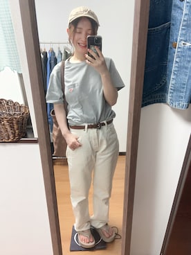 「アイテム（キャップ）」を使った、deさん（レディース・153cm）の秋コーディネート