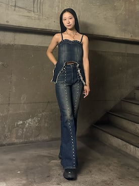 「スタッズ」｜momokaさん（レディース・163cm）の夏コーディネート