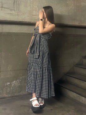 「EVRIS（エヴリス）のアイテム（ワンピース/ドレス）」を使った、momokaさん（レディース・163cm）の夏コーディネート