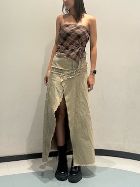 「ベアトップ」｜momokaさん（レディース・163cm）の夏コーディネート