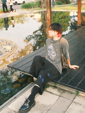 「Dr. Martens（ドクターマーチン）のアイテム（シューズ）」を使った、オレンジさん（メンズ・165cm）の秋コーディネート