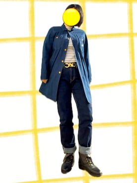 「アウターコーデ」｜「アイテム（デニムジャケット）」を使った、キイロさん（レディース・163cm）の冬コーディネート