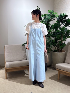「Jena espace merveilleux(ジェナ エスパスメルヴェイユ)の【ゆったり楽ちん】ストレッチサロペット(ワンピース、ブルー系)」を使った、harara11さん(レディース・166cm)の春コーディネート