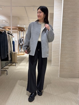 「アイテム（ノーカラージャケット）」を使った、harara11さん（レディース・166cm）の秋コーディネート