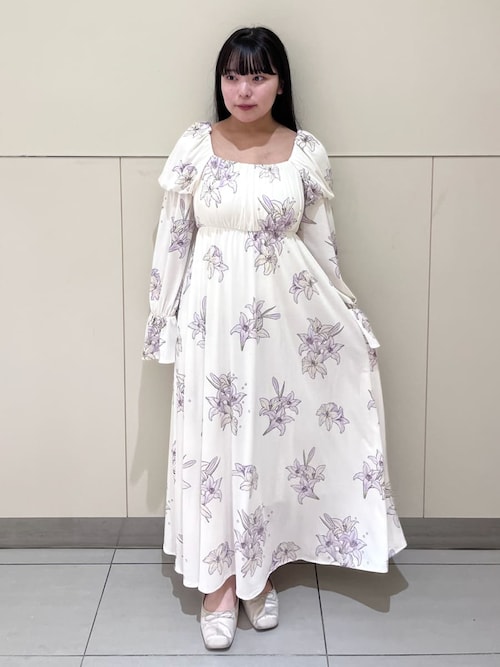 MUCHA】リリー柄カップインワンピース（ルームウェア/パジャマ