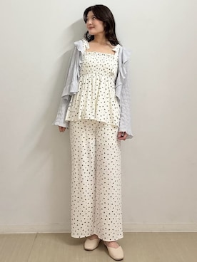 「アイテム（ルームウェア、ブルー系）」を使った、gelato piqueさん（レディース・164cm）の秋コーディネート