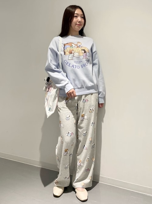 ジェラートピケ PEANUTS オリジナルアート総柄ロングTシャツ＆ロングパンツ PEANUTS】【HOMME】オリジナルアート 総柄ロングパンツ（ルームウェア