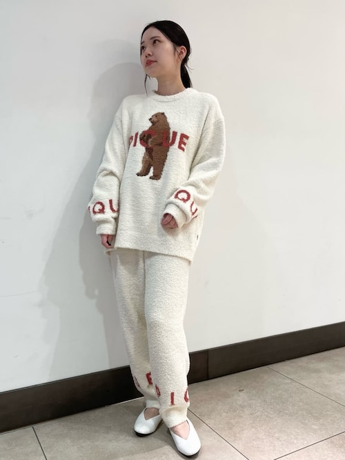 gelato pique パウダーベアジャガードプルオーバーオフホワイト セール】【HOMME】パウダーフォレストベアジャガードプルオーバー