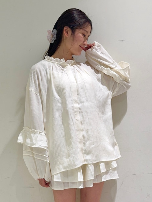 【タグ付き新品】ジェラートピケ 【SPRING】フリルブラウス セール】【SPRING】フリルブラウス(ルームウェア/パジャマ