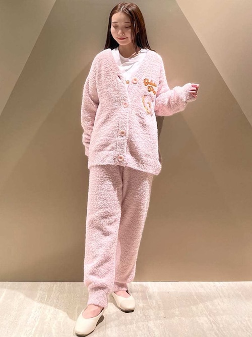 【新品】ジェラートピケ　ドーナツジャガードプルオーバー&ロングパンツ　ピンク セール】ドーナツジャガードロングパンツ（ルームウェア/パジャマ