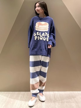 「アイテム（ルームウェア、ブルー系）」を使った、gelato piqueさん（レディース・150cm）の秋コーディネート