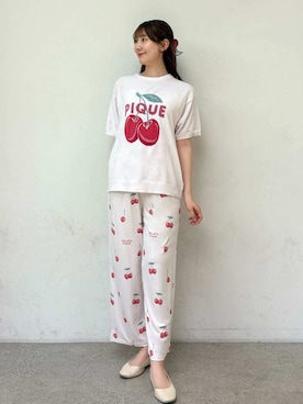 「アイテム（その他ルームウェア、レッド系）」を使った、gelato piqueさん（レディース・165cm）の春コーディネート