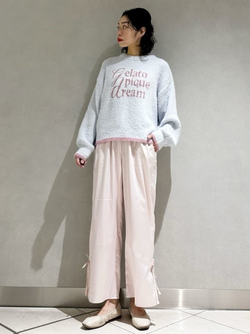 セール】レースサテンロングパンツ（ルームウェア/パジャマ）｜gelato