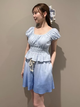 「アイテム（ルームウェア、ブルー系）」を使った、gelato piqueさん（レディース・158cm）の夏コーディネート