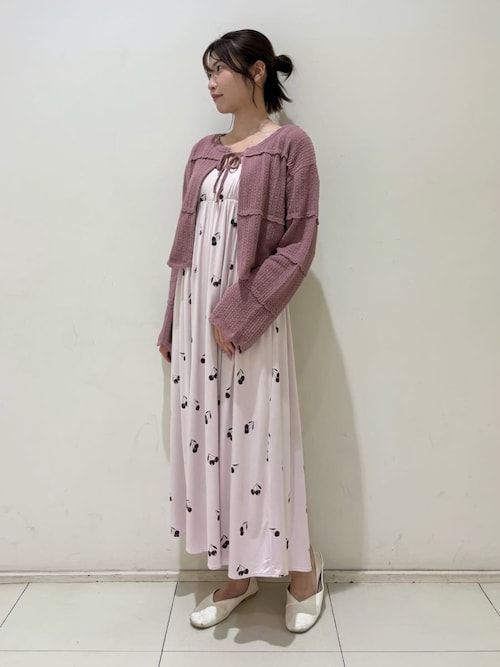 ジェラピケ ワンピース パジャマ 接触冷感】チェリー柄ワンピース（ルームウェア/パジャマ