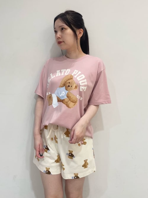 【新品】ジェラートピケ　スポーティーベアワンポイントTシャツ&総柄ショートパンツ ONLINE限定】スポーティーベアワンポイントTシャツ＆総柄