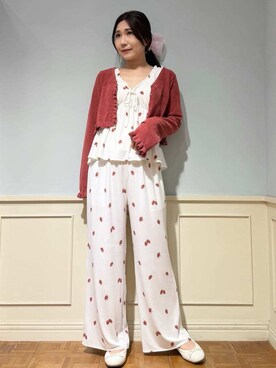 「アイテム（ルームウェア、レッド系）」を使った、gelato piqueさん（レディース・158cm）の夏コーディネート