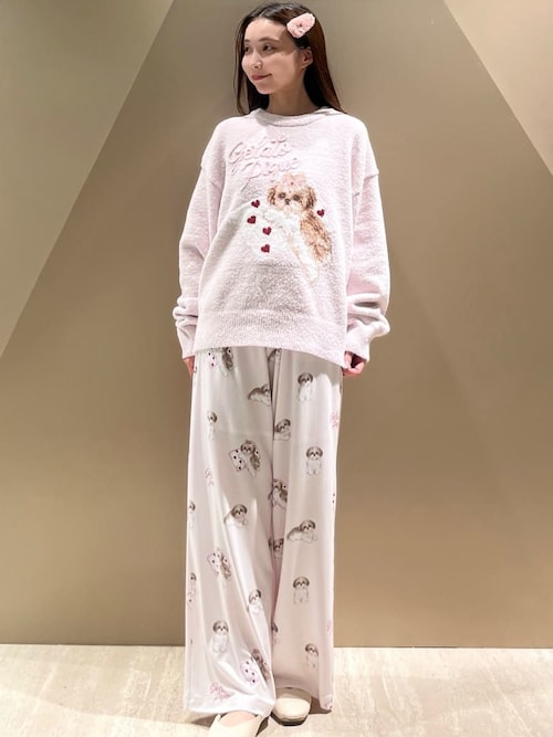 シーズー柄ロングパンツ（ルームウェア/パジャマ）｜gelato