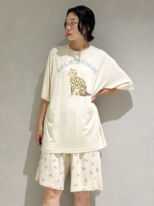 にゃんこサマ専用　GELATO PIQUE ルームウェア セール】【HOMME】キャットワンポイントTシャツ（ルームウェア