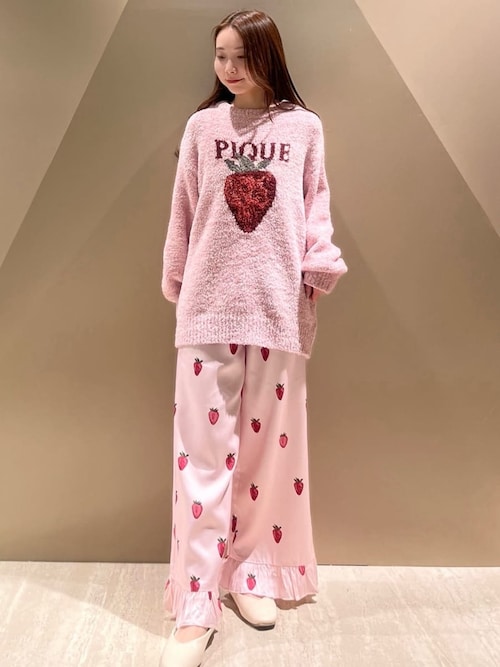 ストロベリー柄ツイルロングパンツ（ルームウェア/パジャマ）｜gelato