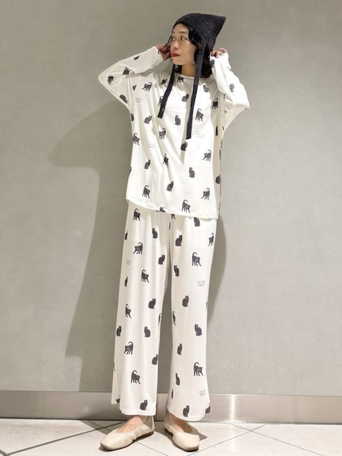 セール】CAT総柄ロンT（ルームウェア/パジャマ）｜gelato pique