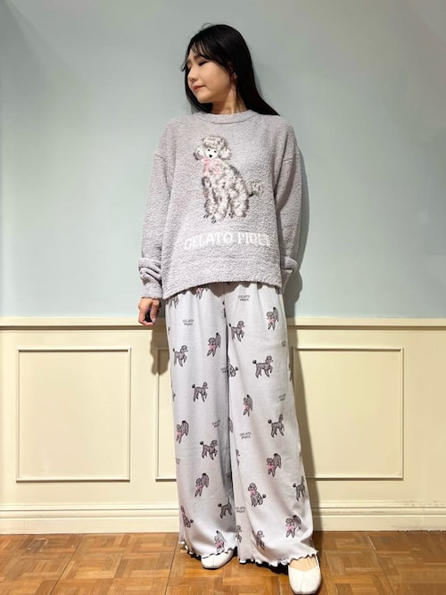 セール】プードル柄ロングパンツ（ルームウェア/パジャマ）｜gelato