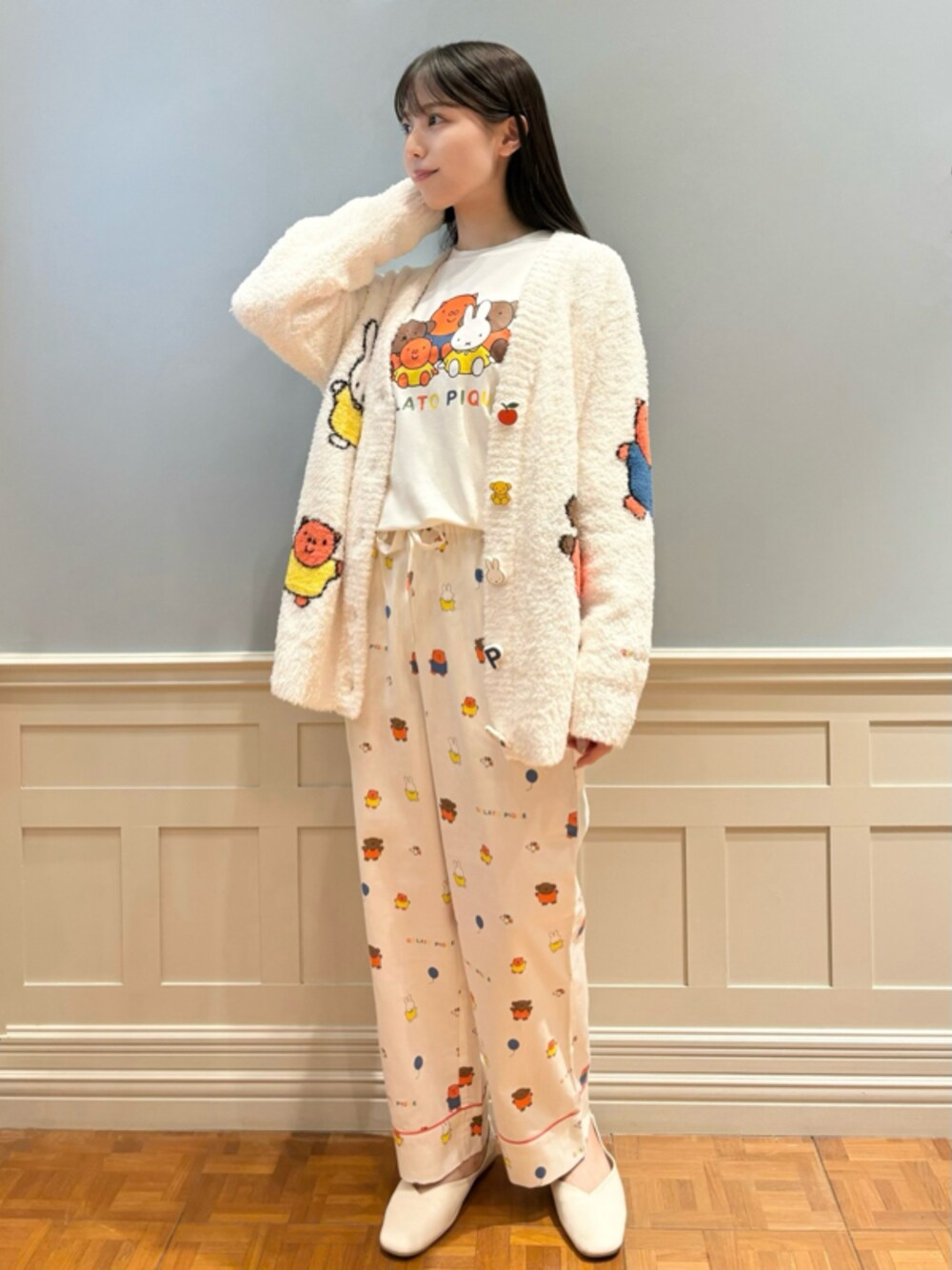 GELATO PIQUE Dick Brunaベビモコ総柄ジャガードカーディガン