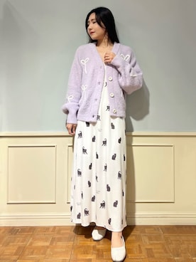 「アイテム（ルームウェア、パープル系）」を使った、gelato piqueさん（レディース・158cm）の冬コーディネート