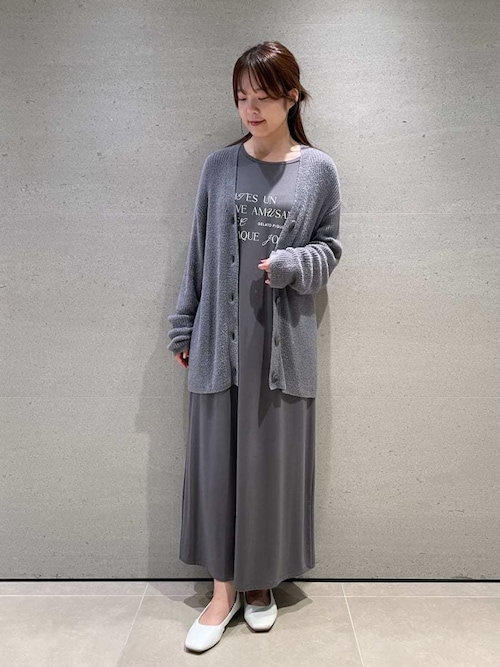 ホットスムーズィーリブカーディガン・ロングパンツ　グレー　上下セット 調温スムーズィーリブカーディガン(カーディガン・ガウン