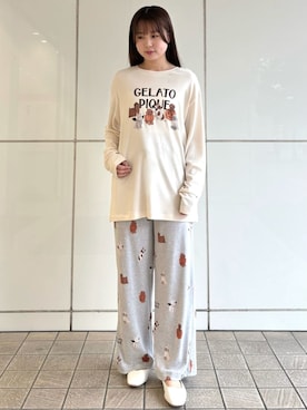「アイテム（ルームウェア/パジャマ、ベージュ系）」を使った、gelato piqueさん（レディース・163cm）の秋コーディネート