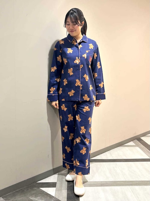 HOLIDAY】ベア柄ネルロングパンツ（ルームウェア/パジャマ）｜gelato