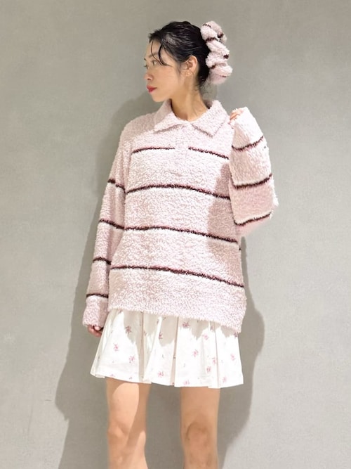 セール】ジェラートボーダーポロ衿プルオーバー（ルームウェア