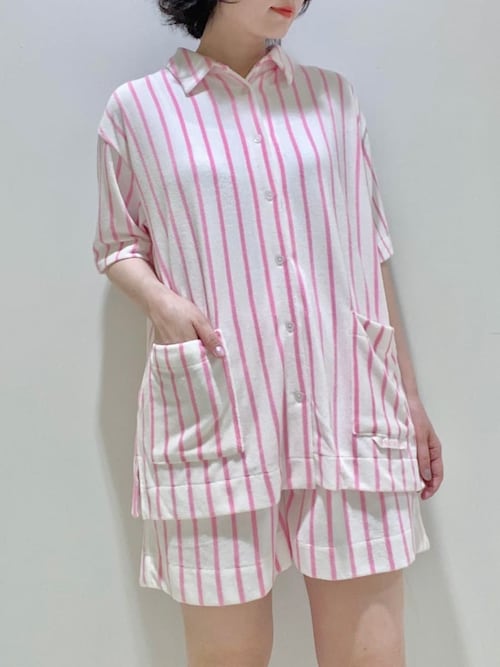 新品タグ付◆gelato pique/フワフワピンクストライプルームウェアセット セール】ストライプロングパンツ（ルームウェア/パジャマ